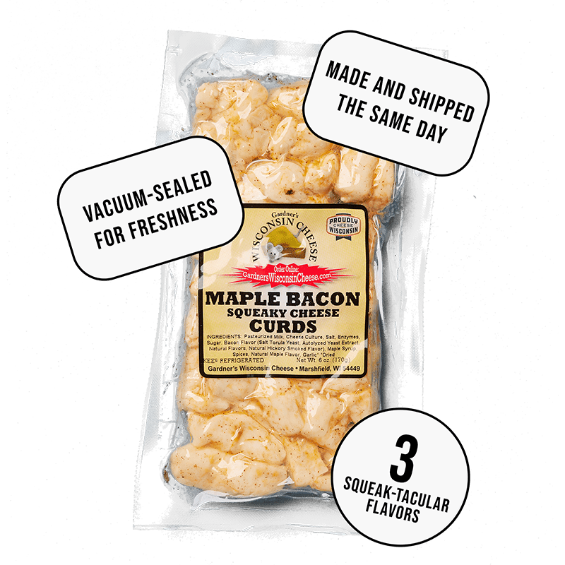 Maple Bacon Flavored Cheese Curds - Gardners Wisconsin Cheese and Sausage