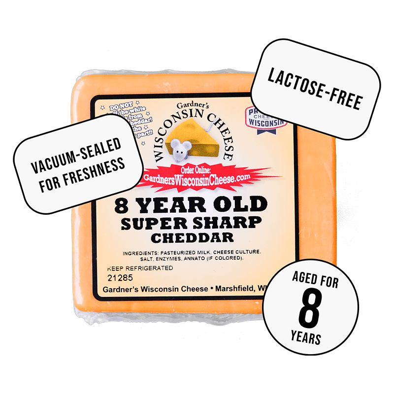 8 - Year - Old Super - Sharp Cheddar - Gardners Wisconsin Cheese and Sausage
