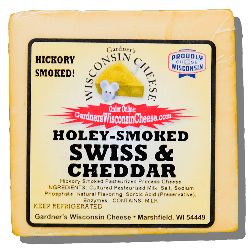 Holey-Smoked Swiss & Cheddar from Gardner's Wisconsin Cheese Holey-Smoked Swiss & Cheddar from Gardner's Wisconsin Cheese