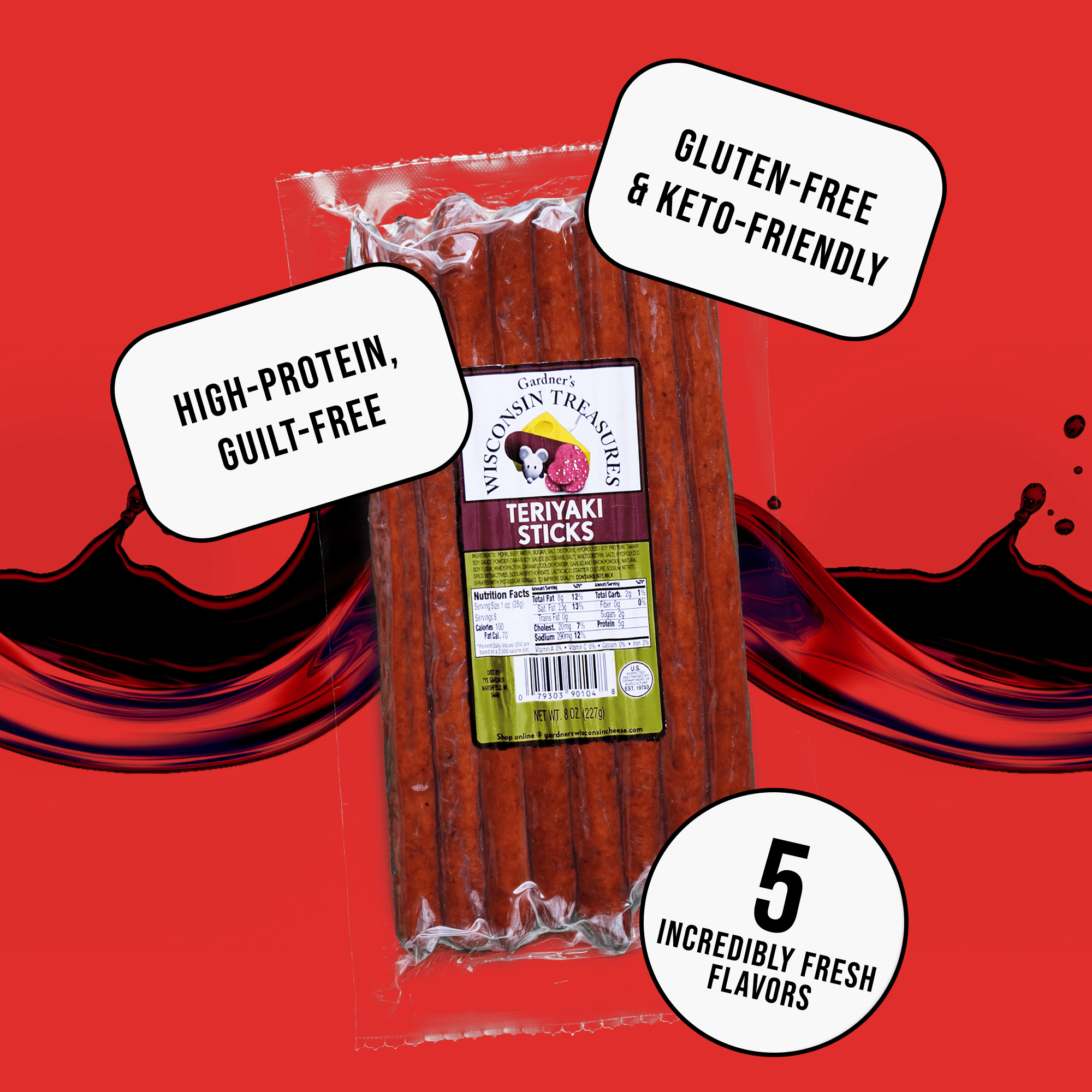 Teriyaki Snack Sticks - Gardners Wisconsin Cheese and Sausage