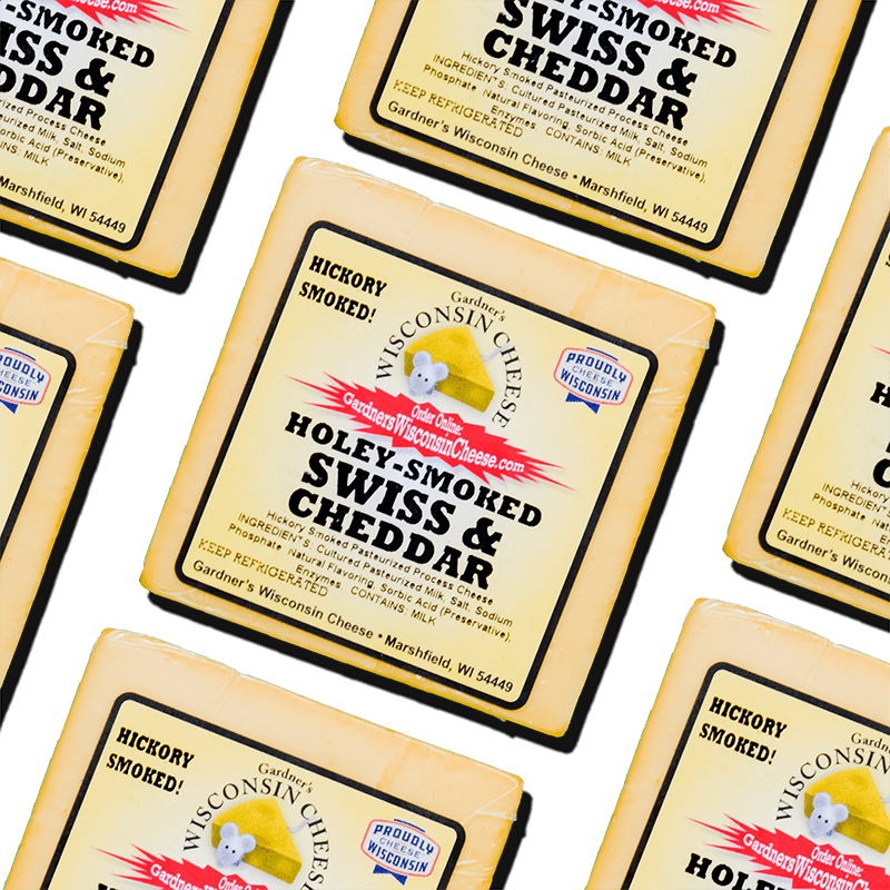 Holey-Smoked Swiss & Cheddar from Gardner's Wisconsin Cheese Holey-Smoked Swiss & Cheddar from Gardner's Wisconsin Cheese