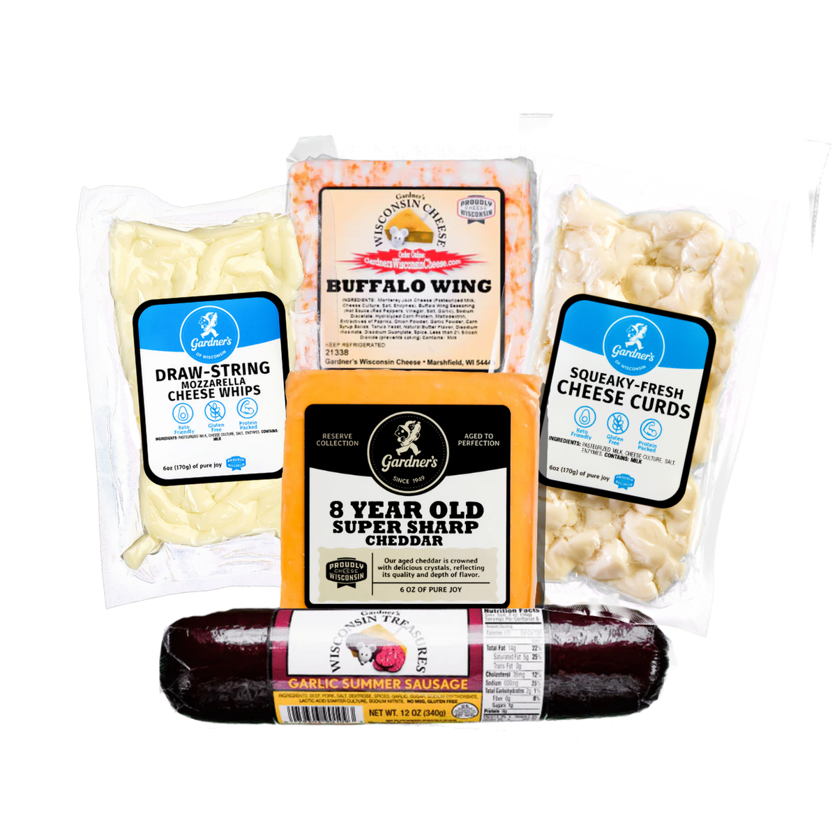 Wisconsin Cheese and Sausage Sampler - Gardners Wisconsin Cheese and Sausage