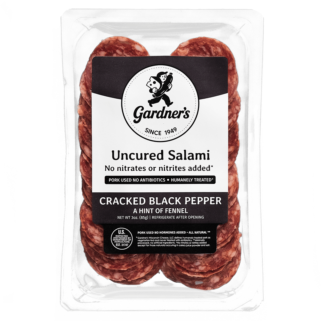 Cracked Black Pepper Sliced Salami *NEW* - Gardners Wisconsin Cheese and Sausage