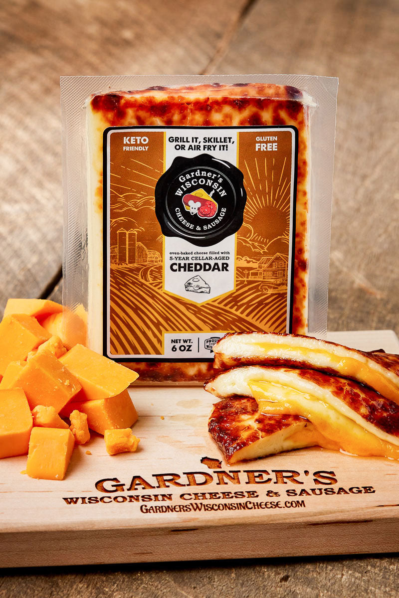 Oven-Baked Cheese filled with 5-Year-Aged Cheddar - Gardners Wisconsin Cheese and Sausage