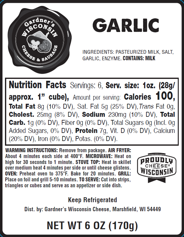 Garlic Oven-Baked Cheese - Gardners Wisconsin Cheese and Sausage