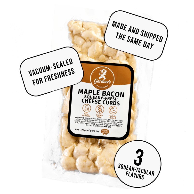 Maple Bacon Flavored Cheese Curds - Gardners Wisconsin Cheese and Sausage