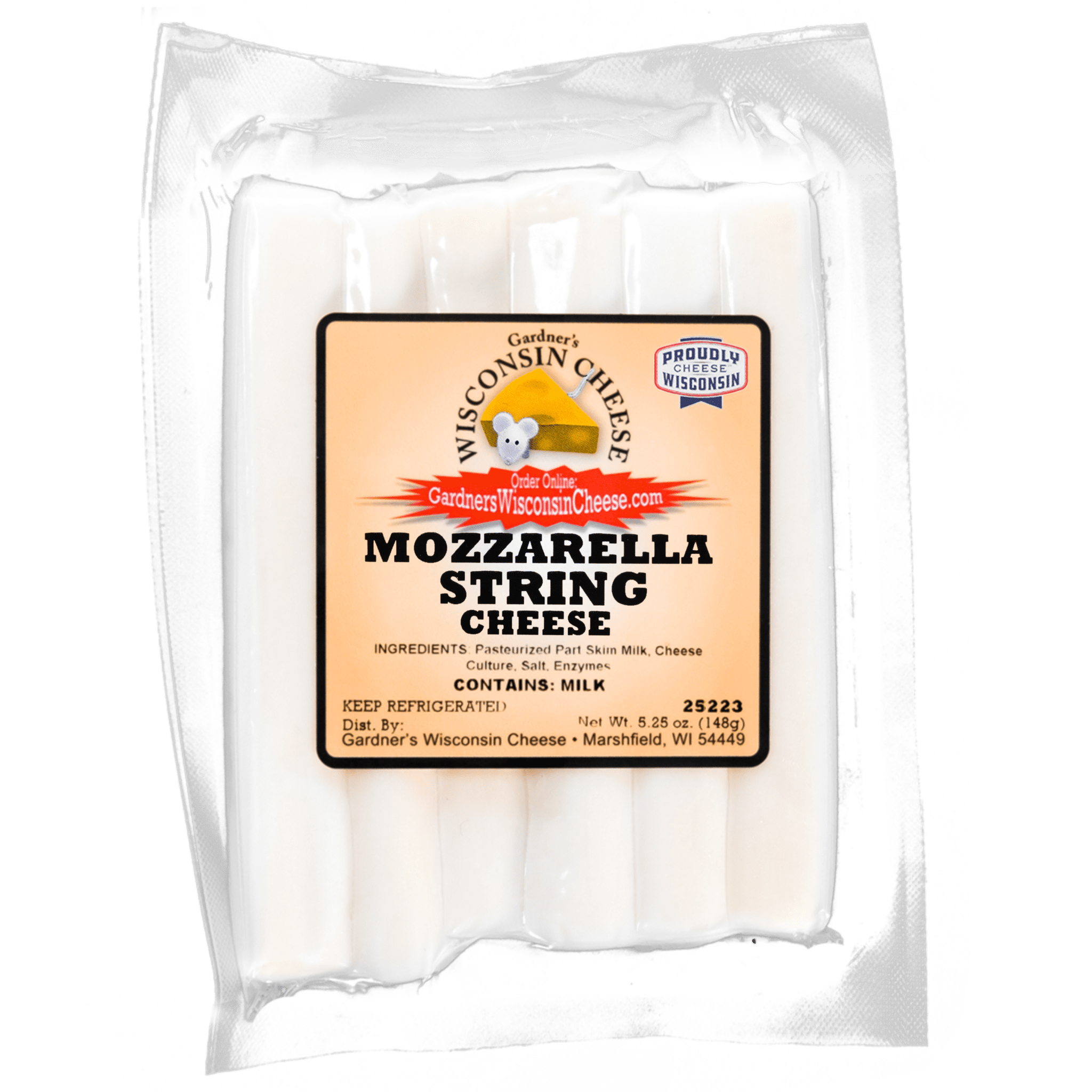 Long String Cheese Mozzarella String Cheese | Gardner’s Wisconsin Cheese – Gardners ...